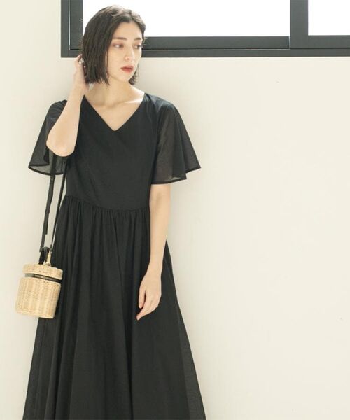 OPAQUE.CLIP / オペーク ドット クリップ ロング・マキシ丈ワンピース | Vネックフィット＆フレアドレス/オーガニックコットン混【洗濯機洗い可】 | 詳細3