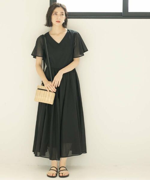 OPAQUE.CLIP / オペーク ドット クリップ ロング・マキシ丈ワンピース | Vネックフィット＆フレアドレス/オーガニックコットン混【洗濯機洗い可】 | 詳細4