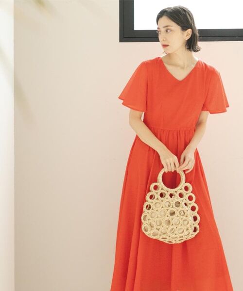 OPAQUE. CLIP/オペーク ドット クリップ Vネックフィット&フレアドレス/オーガニックコットン混【洗濯機洗い可】 レッド(061) 40(L) OPAQUE. CLIP/オペーク ドット クリップ Vネックフィット&フレアドレス/オーガニックコットン混【洗濯機洗い可】 レッド(061) 40(L)