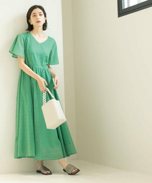 OPAQUE. CLIP/オペーク ドット クリップ Vネックフィット&フレアドレス/オーガニックコットン混【洗濯機洗い可】 グリーン(122) 38(M) OPAQUE. CLIP/オペーク ドット クリップ Vネックフィット&フレアドレス/オーガニックコットン混【洗濯機洗い可】 グリーン(122) 38(M)