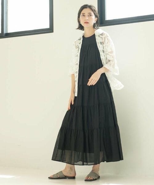 OPAQUE.CLIP / オペーク ドット クリップ ロング・マキシ丈ワンピース | 《Can Cam掲載》ティアードマキシドレス/オーガニックコットン混【洗濯機洗い可】 | 詳細1