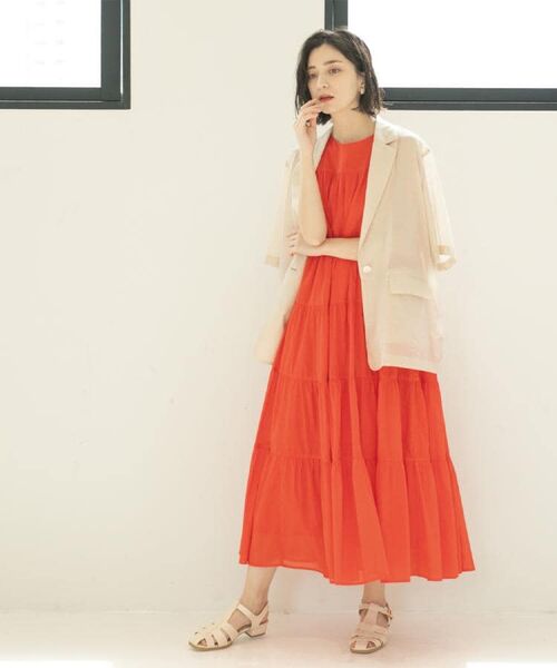 OPAQUE.CLIP / オペーク ドット クリップ ロング・マキシ丈ワンピース | 《Can Cam掲載》ティアードマキシドレス/オーガニックコットン混【洗濯機洗い可】 | 詳細22