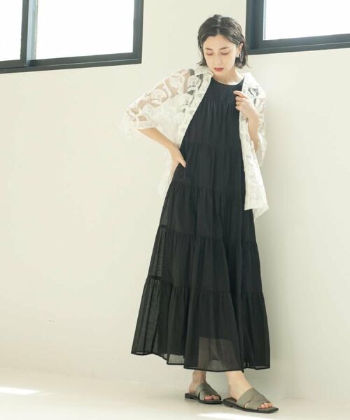 OPAQUE.CLIP / オペーク ドット クリップ ロング・マキシ丈ワンピース | 《Can Cam掲載》ティアードマキシドレス/オーガニックコットン混【洗濯機洗い可】 | 詳細3