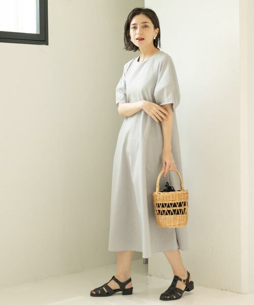 OPAQUE.CLIP / オペーク ドット クリップ ロング・マキシ丈ワンピース | サッカーストライプワンピース【吸水速乾/イージーアイロン/洗濯機洗い可】 | 詳細20