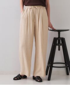 OPAQUE.CLIP / オペーク ドット クリップ パンツ | 麻混ストライプイージーワイドパンツ【洗濯機洗い可】