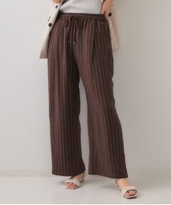 OPAQUE.CLIP / オペーク ドット クリップ パンツ | 麻混ストライプイージーワイドパンツ【洗濯機洗い可】