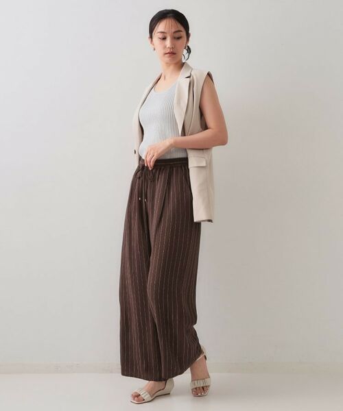 OPAQUE.CLIP / オペーク ドット クリップ パンツ | 麻混ストライプイージーワイドパンツ【洗濯機洗い可】 | 詳細6