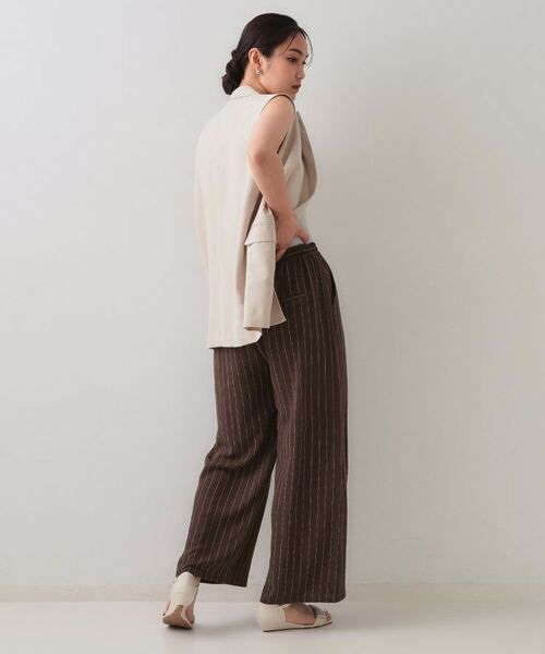 OPAQUE.CLIP / オペーク ドット クリップ パンツ | 麻混ストライプイージーワイドパンツ【洗濯機洗い可】 | 詳細7