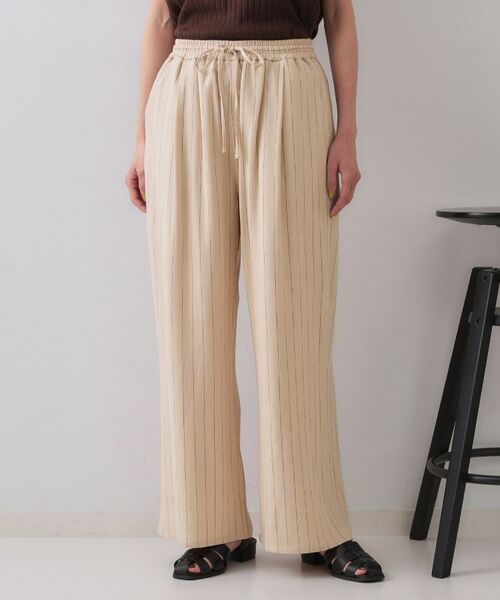 OPAQUE.CLIP / オペーク ドット クリップ パンツ | 麻混ストライプイージーワイドパンツ【洗濯機洗い可】 | 詳細9