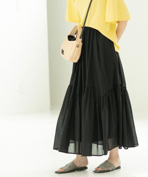 OPAQUE.CLIP / オペーク ドット クリップ ロング・マキシ丈スカート | ギャザーフレアスカート/オーガニックコットン混【洗濯機洗い可】 | 詳細1