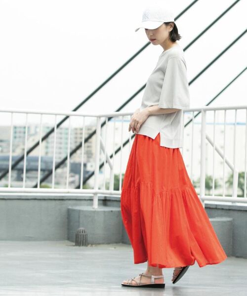 OPAQUE.CLIP / オペーク ドット クリップ ロング・マキシ丈スカート | ギャザーフレアスカート/オーガニックコットン混【洗濯機洗い可】 | 詳細10