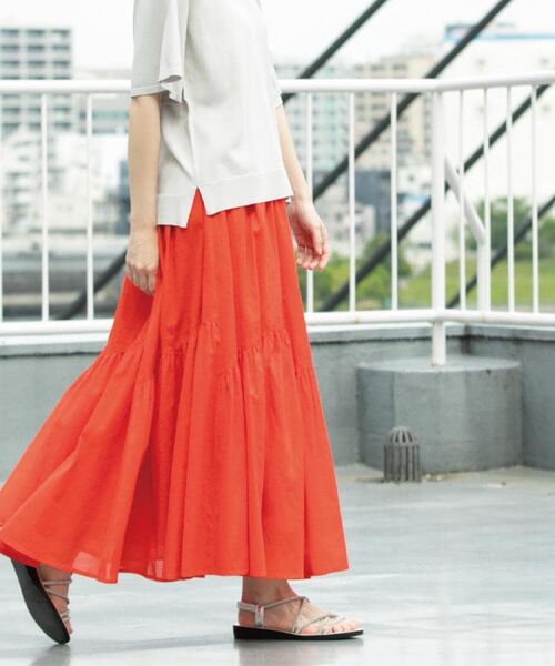 OPAQUE.CLIP / オペーク ドット クリップ ロング・マキシ丈スカート | ギャザーフレアスカート/オーガニックコットン混【洗濯機洗い可】 | 詳細11