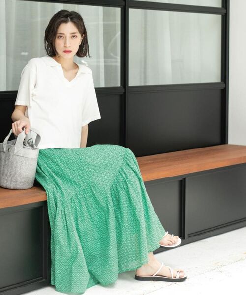 OPAQUE.CLIP / オペーク ドット クリップ ロング・マキシ丈スカート | ギャザーフレアスカート/オーガニックコットン混【洗濯機洗い可】 | 詳細15