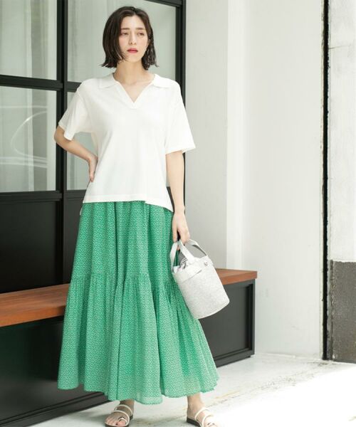OPAQUE.CLIP / オペーク ドット クリップ ロング・マキシ丈スカート | ギャザーフレアスカート/オーガニックコットン混【洗濯機洗い可】 | 詳細16