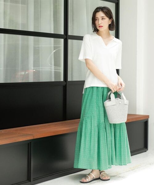 OPAQUE.CLIP / オペーク ドット クリップ ロング・マキシ丈スカート | ギャザーフレアスカート/オーガニックコットン混【洗濯機洗い可】 | 詳細17