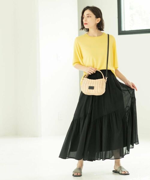 OPAQUE.CLIP / オペーク ドット クリップ ロング・マキシ丈スカート | ギャザーフレアスカート/オーガニックコットン混【洗濯機洗い可】 | 詳細3