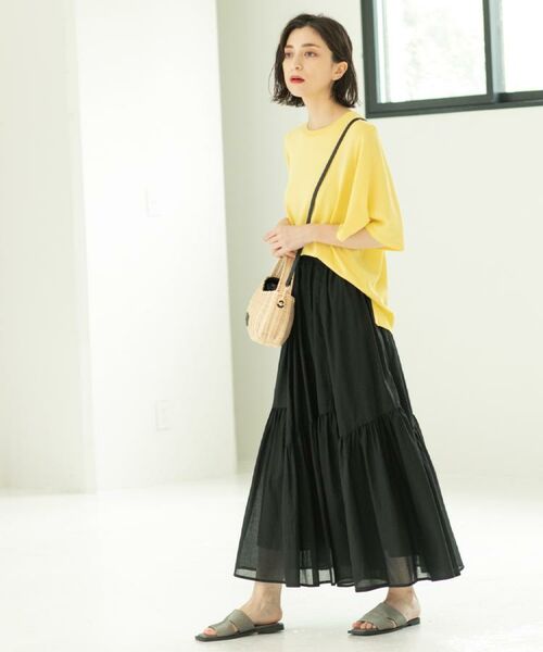 OPAQUE.CLIP / オペーク ドット クリップ ロング・マキシ丈スカート | ギャザーフレアスカート/オーガニックコットン混【洗濯機洗い可】 | 詳細4