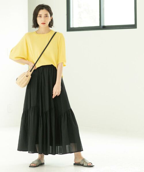 OPAQUE.CLIP / オペーク ドット クリップ ロング・マキシ丈スカート | ギャザーフレアスカート/オーガニックコットン混【洗濯機洗い可】 | 詳細5
