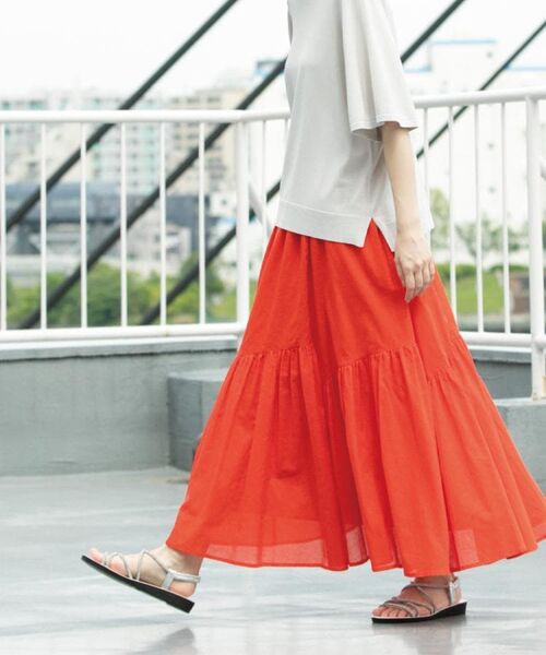 OPAQUE.CLIP / オペーク ドット クリップ ロング・マキシ丈スカート | ギャザーフレアスカート/オーガニックコットン混【洗濯機洗い可】 | 詳細7