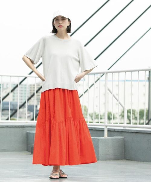 OPAQUE.CLIP / オペーク ドット クリップ ロング・マキシ丈スカート | ギャザーフレアスカート/オーガニックコットン混【洗濯機洗い可】 | 詳細9