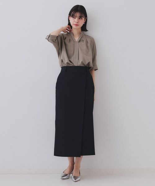 OPAQUE.CLIP / オペーク ドット クリップ ロング・マキシ丈スカート | ラップ風ナロースカート【洗濯機洗い可】 | 詳細6