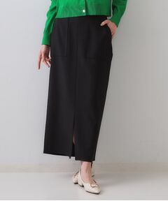 OPAQUE.CLIP / オペーク ドット クリップ ロング・マキシ丈スカート | 《5色展開/S-LLサイズ》リネンライクストレッチタイトスカート【洗濯機洗い可】