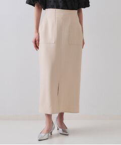 OPAQUE.CLIP / オペーク ドット クリップ ロング・マキシ丈スカート | 《5色展開/S-LLサイズ》リネンライクストレッチタイトスカート【洗濯機洗い可】