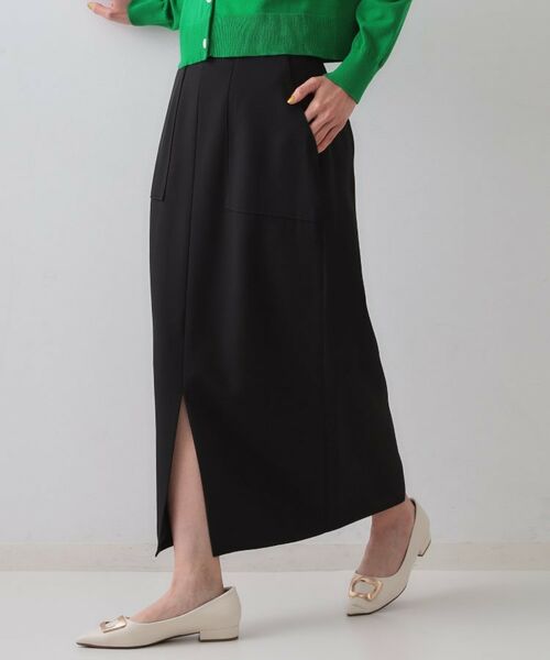 OPAQUE.CLIP / オペーク ドット クリップ ロング・マキシ丈スカート | 《5色展開/S-LLサイズ》リネンライクストレッチタイトスカート【洗濯機洗い可】 | 詳細1