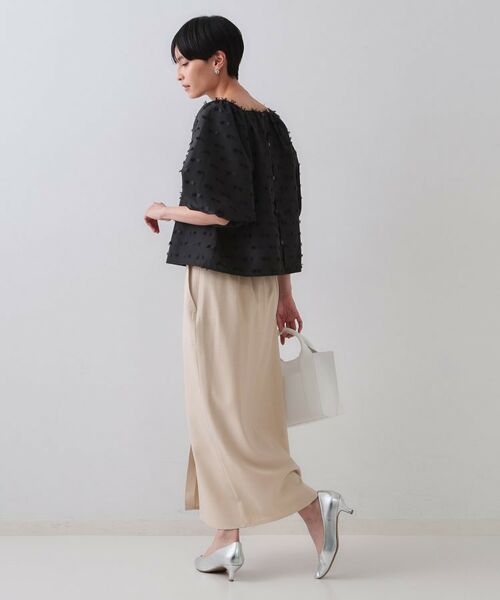 OPAQUE.CLIP / オペーク ドット クリップ ロング・マキシ丈スカート | 《5色展開/S-LLサイズ》リネンライクストレッチタイトスカート【洗濯機洗い可】 | 詳細11