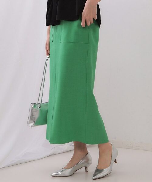 OPAQUE.CLIP / オペーク ドット クリップ ロング・マキシ丈スカート | 《5色展開/S-LLサイズ》リネンライクストレッチタイトスカート【洗濯機洗い可】 | 詳細13