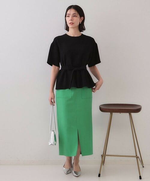 OPAQUE.CLIP / オペーク ドット クリップ ロング・マキシ丈スカート | 《5色展開/S-LLサイズ》リネンライクストレッチタイトスカート【洗濯機洗い可】 | 詳細14