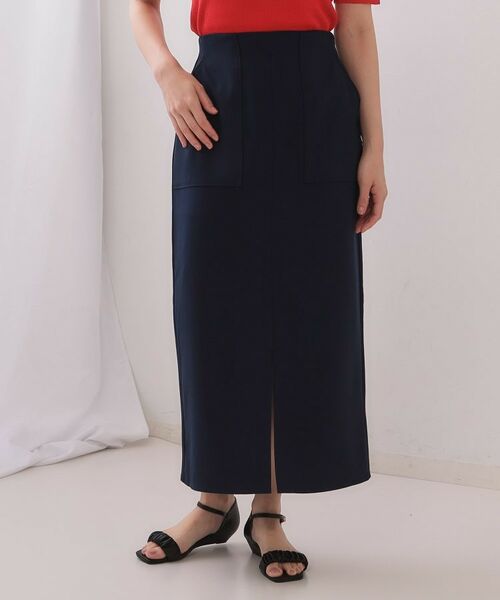 OPAQUE.CLIP / オペーク ドット クリップ ロング・マキシ丈スカート | 《5色展開/S-LLサイズ》リネンライクストレッチタイトスカート【洗濯機洗い可】 | 詳細17