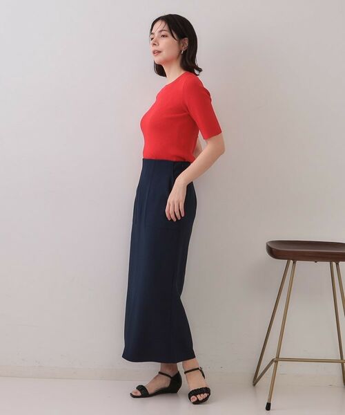 OPAQUE.CLIP / オペーク ドット クリップ ロング・マキシ丈スカート | 《5色展開/S-LLサイズ》リネンライクストレッチタイトスカート【洗濯機洗い可】 | 詳細18