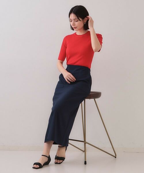 OPAQUE.CLIP / オペーク ドット クリップ ロング・マキシ丈スカート | 《5色展開/S-LLサイズ》リネンライクストレッチタイトスカート【洗濯機洗い可】 | 詳細19