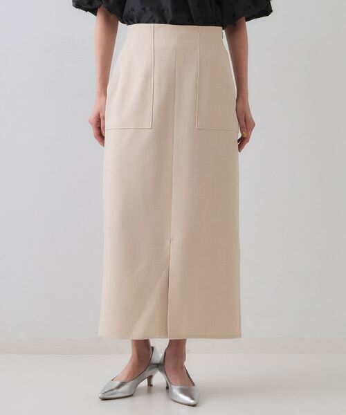 OPAQUE.CLIP / オペーク ドット クリップ ロング・マキシ丈スカート | 《5色展開/S-LLサイズ》リネンライクストレッチタイトスカート【洗濯機洗い可】 | 詳細21