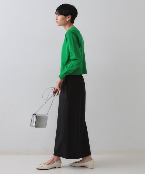 OPAQUE.CLIP / オペーク ドット クリップ ロング・マキシ丈スカート | 《5色展開/S-LLサイズ》リネンライクストレッチタイトスカート【洗濯機洗い可】 | 詳細3