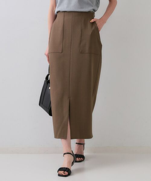 OPAQUE.CLIP / オペーク ドット クリップ ロング・マキシ丈スカート | 《5色展開/S-LLサイズ》リネンライクストレッチタイトスカート【洗濯機洗い可】 | 詳細5