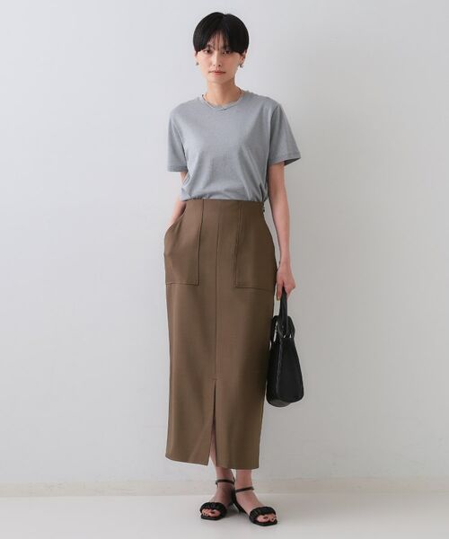 OPAQUE.CLIP / オペーク ドット クリップ ロング・マキシ丈スカート | 《5色展開/S-LLサイズ》リネンライクストレッチタイトスカート【洗濯機洗い可】 | 詳細6