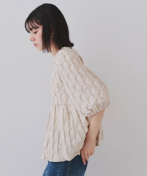 OPAQUE.CLIP / オペーク ドット クリップ シャツ・ブラウス | ふくれジャカードペプラムブラウス【洗濯機洗い可】 | 詳細11