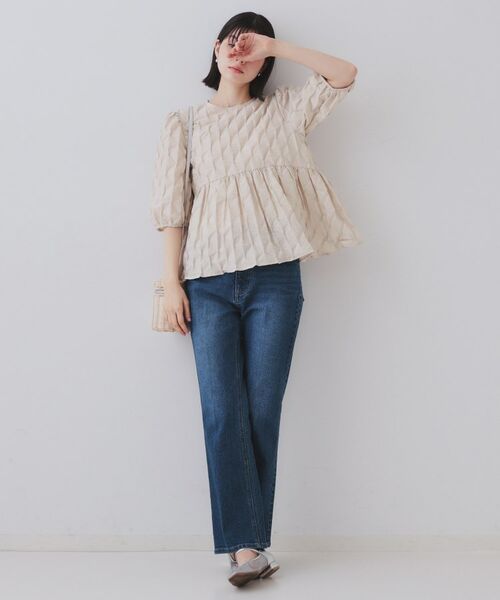 OPAQUE.CLIP / オペーク ドット クリップ シャツ・ブラウス | ふくれジャカードペプラムブラウス【洗濯機洗い可】 | 詳細12