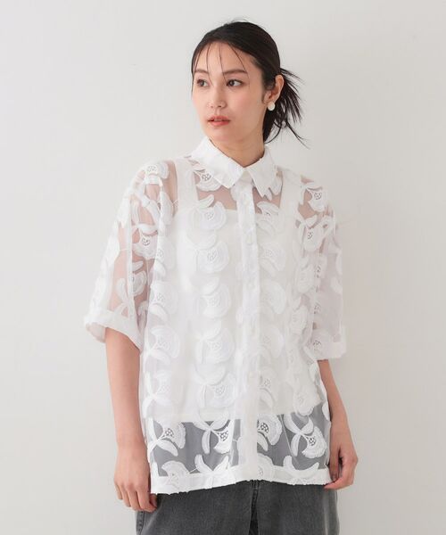 OPAQUE.CLIP / オペーク ドット クリップ シャツ・ブラウス | 3Dフラワーレースシャツ【洗える】 | 詳細14