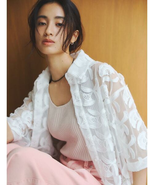 OPAQUE.CLIP / オペーク ドット クリップ シャツ・ブラウス | 3Dフラワーレースシャツ【洗える】 | 詳細2