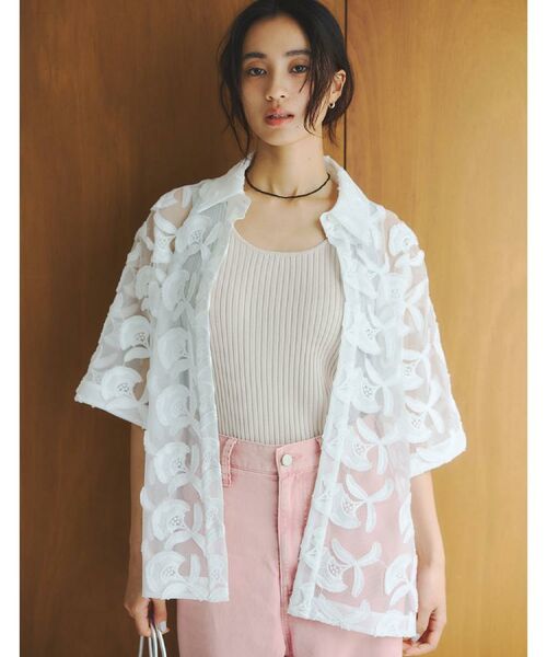 OPAQUE.CLIP / オペーク ドット クリップ シャツ・ブラウス | 3Dフラワーレースシャツ【洗える】 | 詳細3