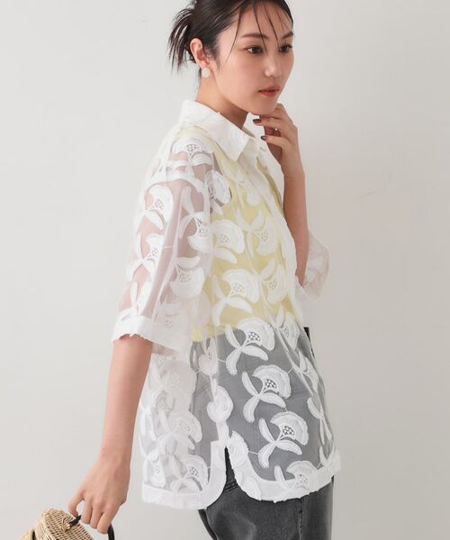 OPAQUE.CLIP / オペーク ドット クリップ シャツ・ブラウス | 3Dフラワーレースシャツ【洗える】 | 詳細6