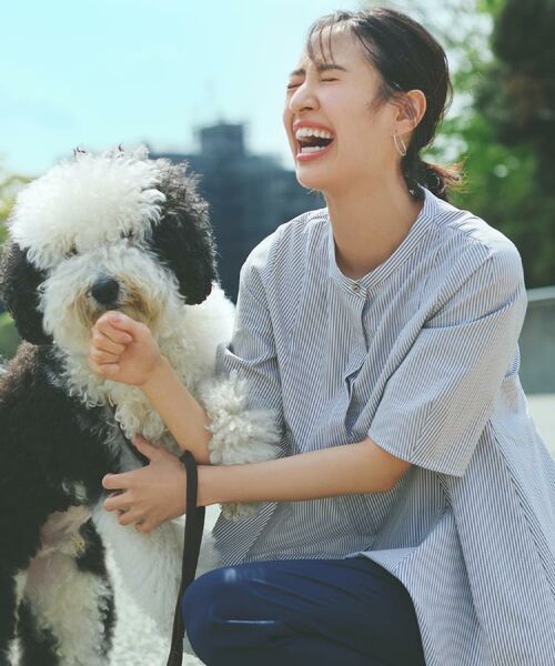 OPAQUE.CLIP / オペーク ドット クリップ シャツ・ブラウス | サッカーストライプペプラムブラウス【吸水速乾/イージーアイロン/洗濯機洗い可】 | 詳細1