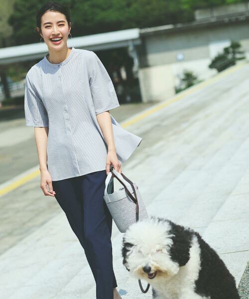 OPAQUE.CLIP / オペーク ドット クリップ シャツ・ブラウス | サッカーストライプペプラムブラウス【吸水速乾/イージーアイロン/洗濯機洗い可】 | 詳細2