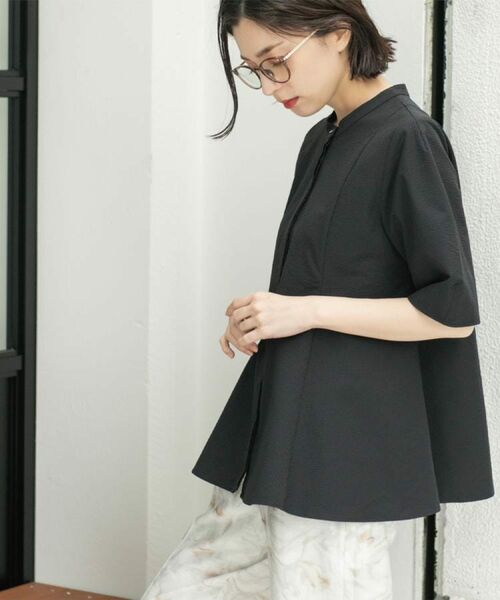 OPAQUE.CLIP / オペーク ドット クリップ シャツ・ブラウス | サッカーストライプペプラムブラウス【吸水速乾/イージーアイロン/洗濯機洗い可】 | 詳細4