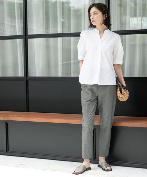 OPAQUE.CLIP / オペーク ドット クリップ ショート・ハーフ・半端丈パンツ | 麻混ハイストレッチイージースティックパンツ【洗濯機洗い可】 | 詳細30