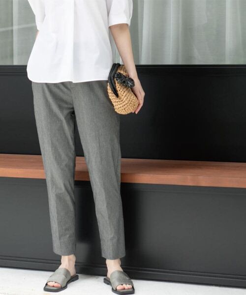 OPAQUE.CLIP / オペーク ドット クリップ ショート・ハーフ・半端丈パンツ | 麻混ハイストレッチイージースティックパンツ【洗濯機洗い可】(グレー(012))