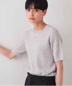 OPAQUE.CLIP / オペーク ドット クリップ ニット・セーター | 柄編みハーフスリーブニット【洗濯機洗い可】